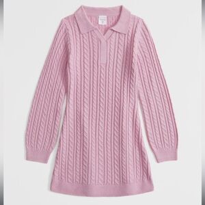 NWT Abercrombie Kids Girls Cable Sweater Dress Long -Sleeve Peony Pink 11/12